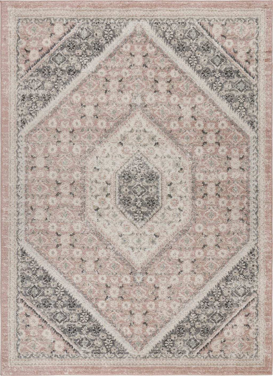 8' X 10' Gray and Soft Pink Traditional Area Rug - Homeroots - Flyclothing LLC