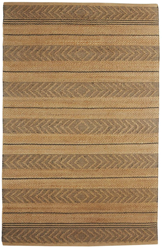 8' X 10' Tan and Gray Bohemian Striped Area Rug - Homeroots - Flyclothing LLC