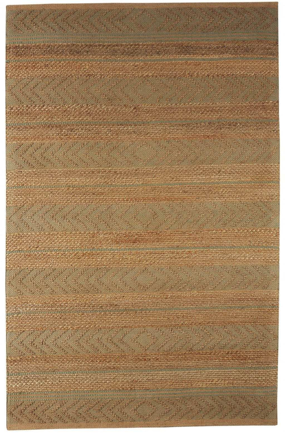 8' X 10' Seafoam and Tan Bohemian Striped Area Rug - Homeroots - Flyclothing LLC