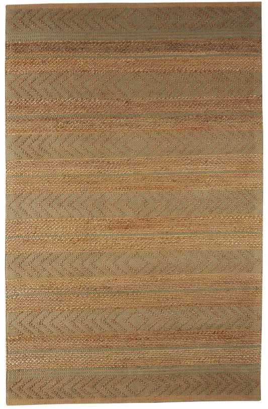 8' X 10' Seafoam and Tan Bohemian Striped Area Rug - Homeroots - Flyclothing LLC