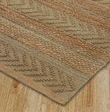 8' X 10' Seafoam and Tan Bohemian Striped Area Rug - Homeroots - Flyclothing LLC