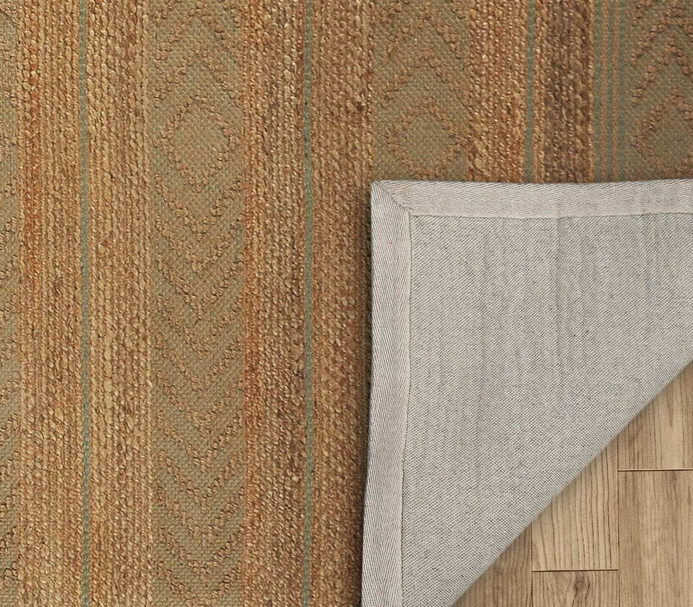 8' X 10' Seafoam and Tan Bohemian Striped Area Rug - Homeroots - Flyclothing LLC