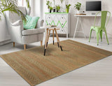 8' X 10' Seafoam and Tan Bohemian Striped Area Rug - Homeroots - Flyclothing LLC