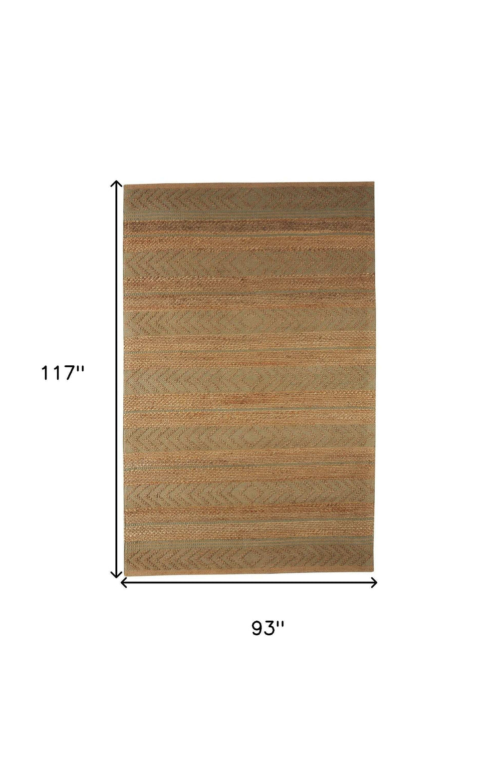 8' X 10' Seafoam and Tan Bohemian Striped Area Rug - Homeroots - Flyclothing LLC