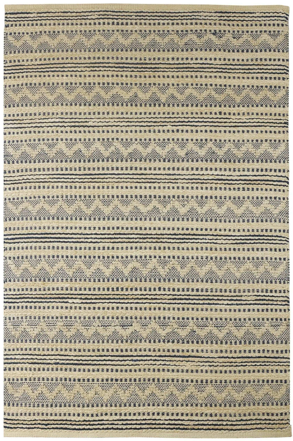 8' X 10' Blue and Beige Chevron Striped Area Rug - Homeroots - Flyclothing LLC