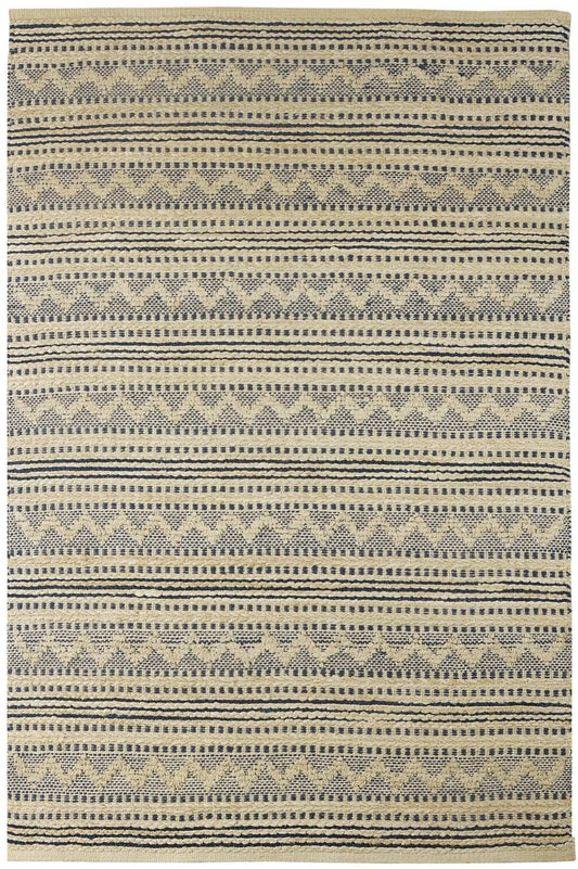 8' X 10' Blue and Beige Chevron Striped Area Rug - Homeroots - Flyclothing LLC