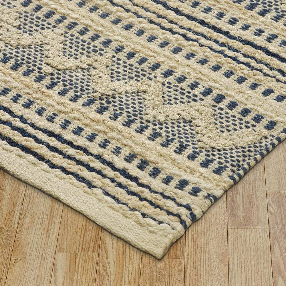 8' X 10' Blue and Beige Chevron Striped Area Rug - Homeroots - Flyclothing LLC