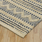8' X 10' Blue and Beige Chevron Striped Area Rug - Homeroots - Flyclothing LLC