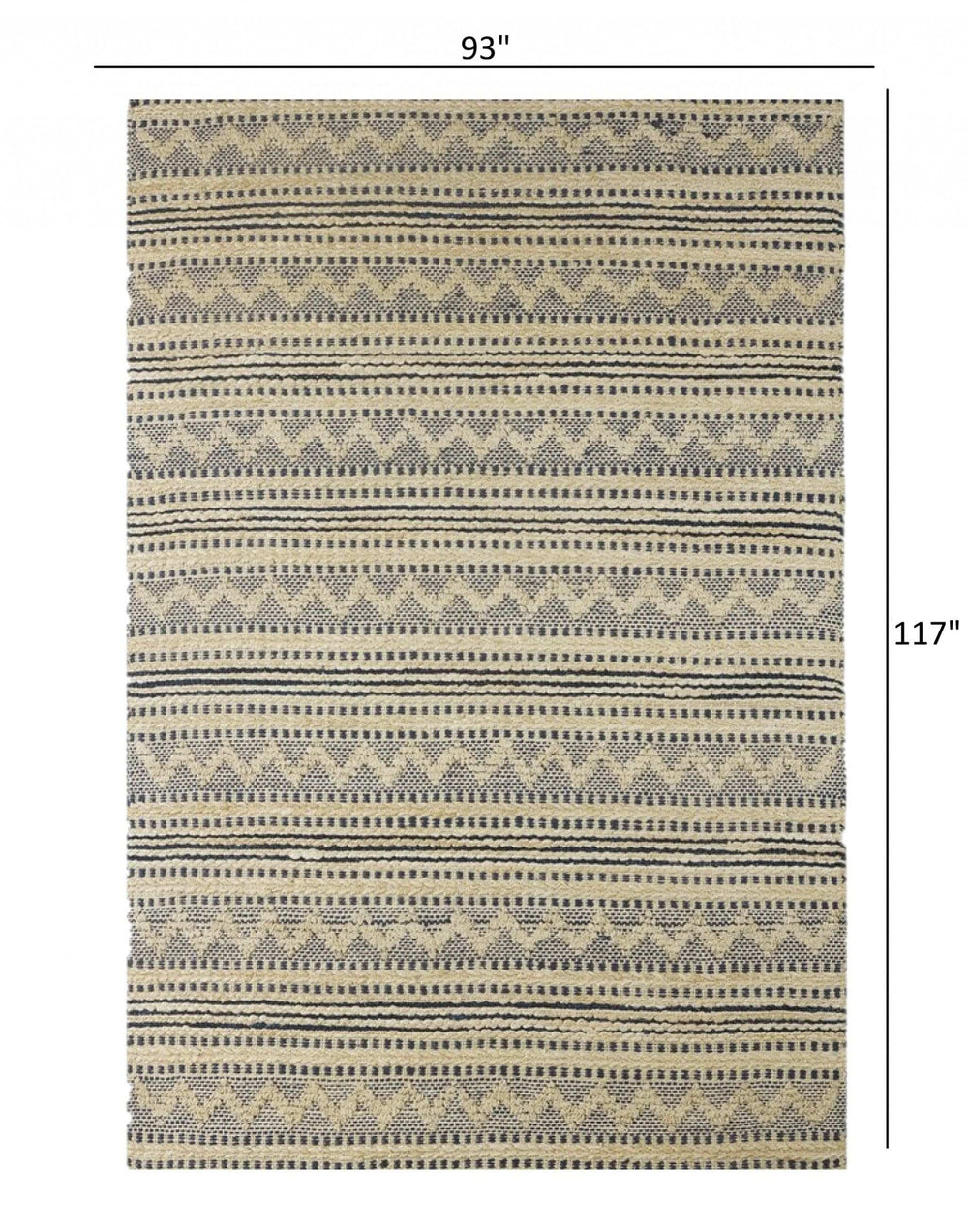 8' X 10' Blue and Beige Chevron Striped Area Rug - Homeroots - Flyclothing LLC