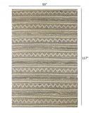 8' X 10' Blue and Beige Chevron Striped Area Rug - Homeroots - Flyclothing LLC