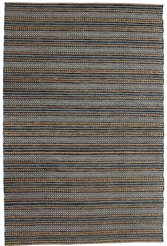 8' X 10' Black and Tan Decorative Striped Area Rug - Homeroots - Flyclothing LLC