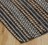 8' X 10' Black and Tan Decorative Striped Area Rug - Homeroots - Flyclothing LLC