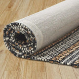 8' X 10' Black and Tan Decorative Striped Area Rug - Homeroots - Flyclothing LLC