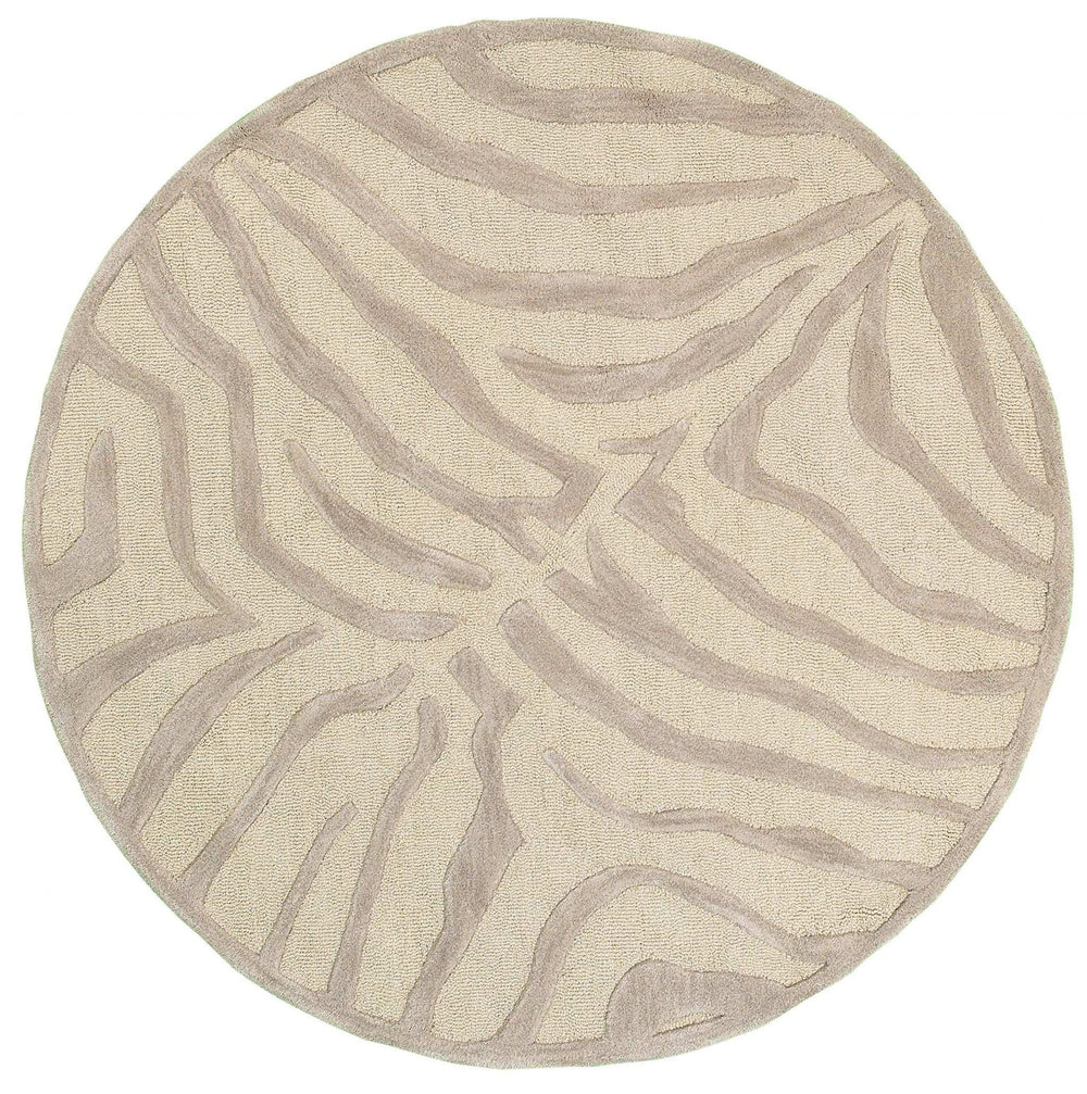 5' Round Taupe Zebra Pattern Area Rug - Homeroots - Flyclothing LLC