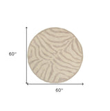 5' Round Taupe Zebra Pattern Area Rug - Homeroots - Flyclothing LLC