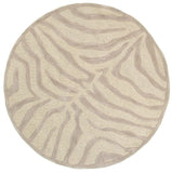 8’ Round Taupe Zebra Pattern Area Rug - Homeroots - Flyclothing LLC