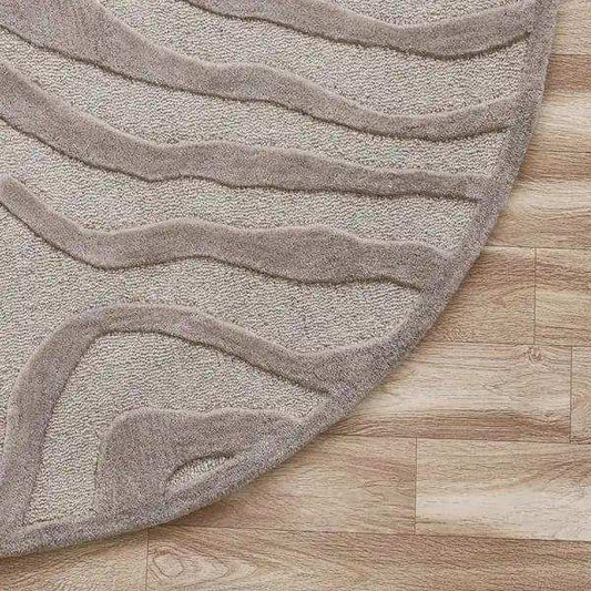 8’ Round Taupe Zebra Pattern Area Rug - Homeroots - Flyclothing LLC