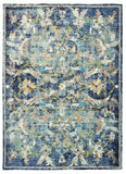 4' X 6' Blue and White Jacobean Pattern Area Rug - Homeroots - Flyclothing LLC