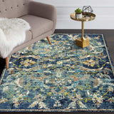 4' X 6' Blue and White Jacobean Pattern Area Rug - Homeroots - Flyclothing LLC