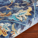 2' X 9' Blue and Gold Jacobean Runner Rug - Homeroots - Flyclothing LLC