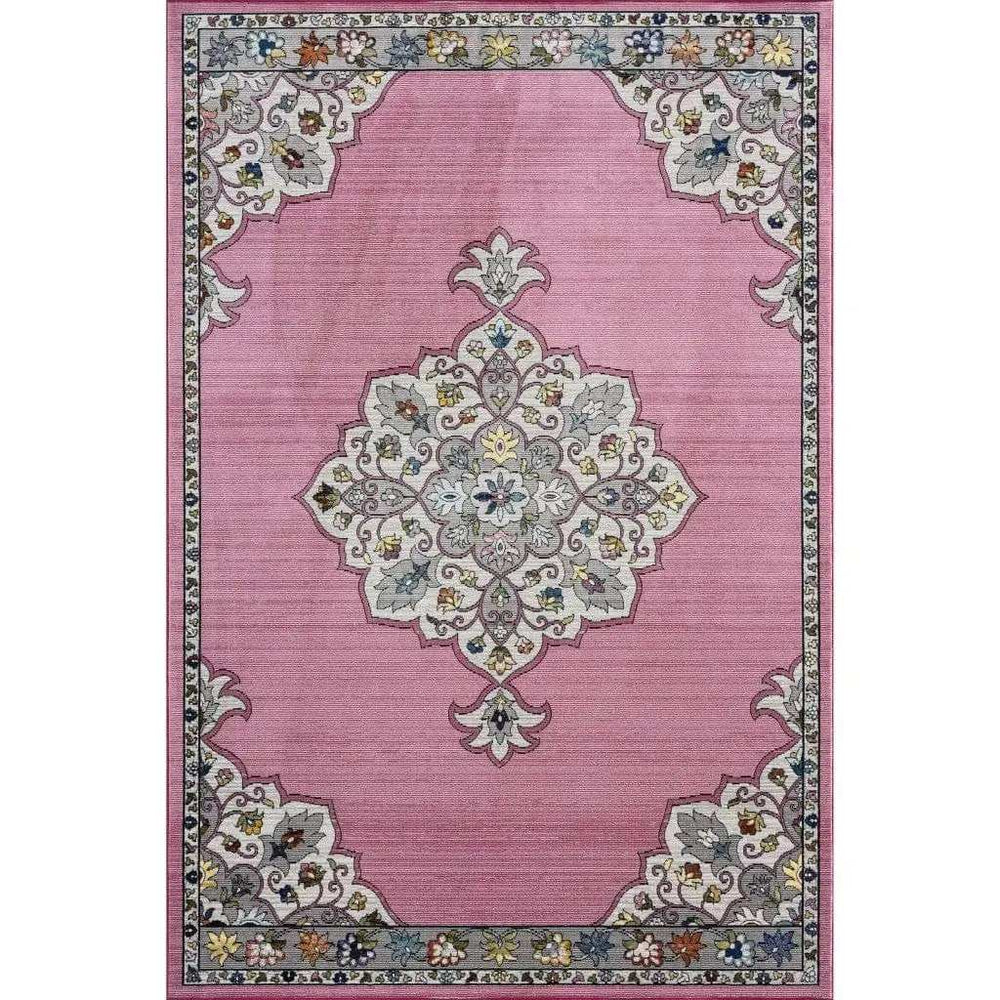 8' X 10' Pink Traditional Medallion Area Rug - Homeroots - Flyclothing LLC
