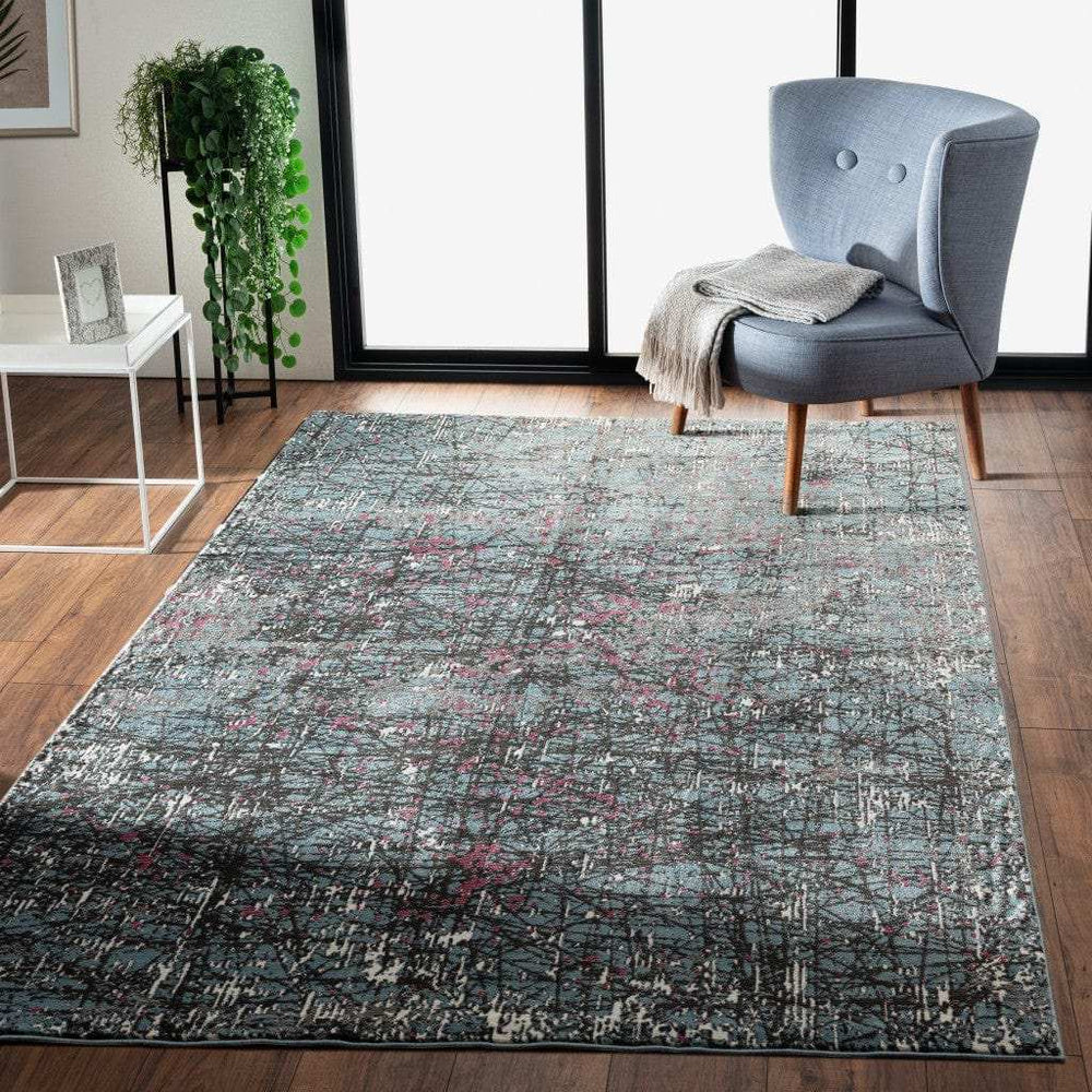 8' X 10' Blue Chaotic Strokes Area Rug - Homeroots - Flyclothing LLC