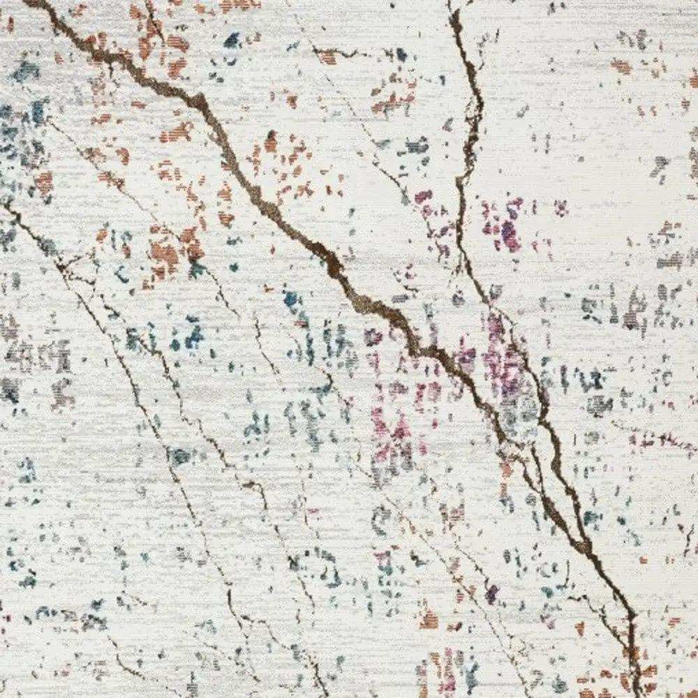 5' X 8' White Abstract Marble Area Rug - Homeroots - Flyclothing LLC