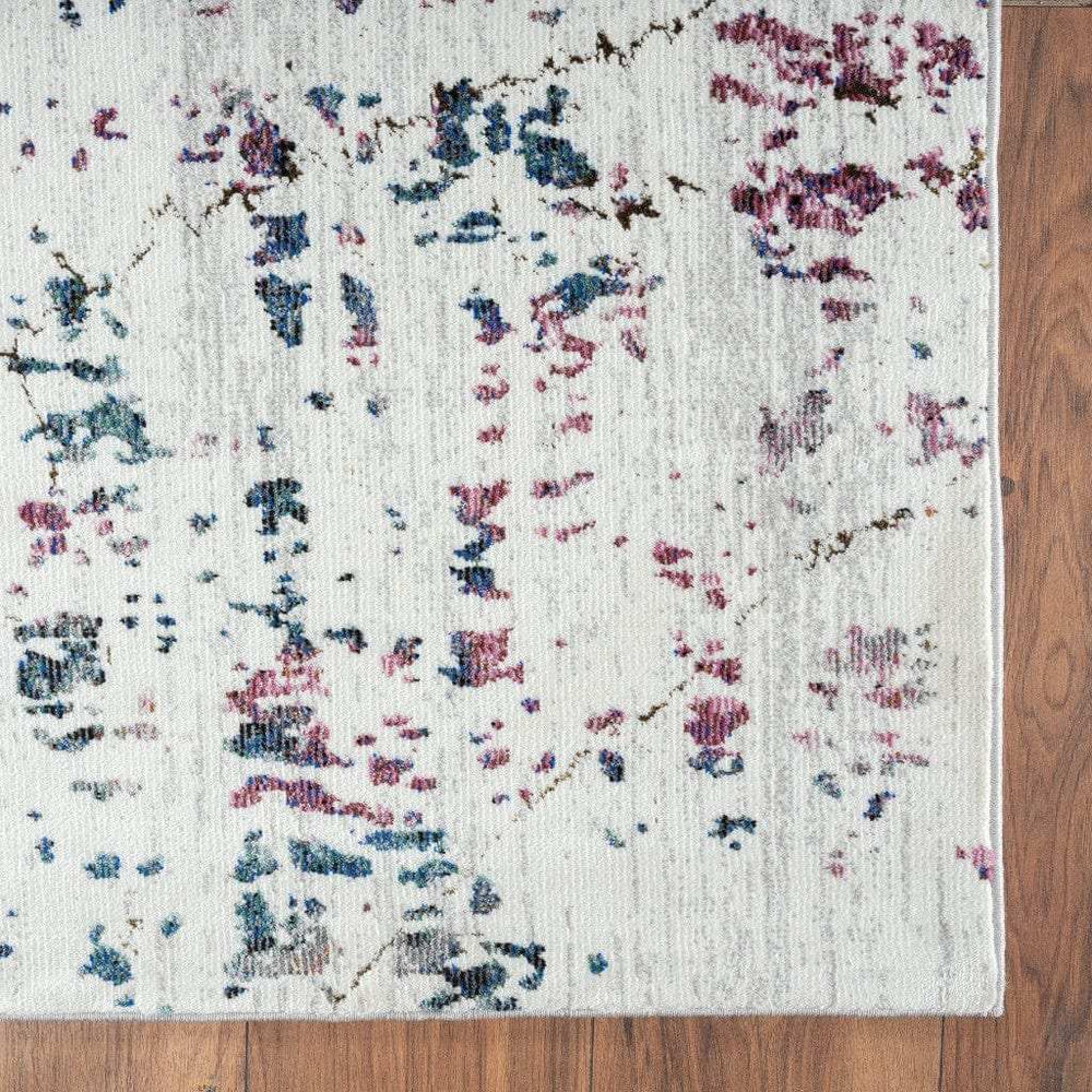 5' X 8' White Abstract Marble Area Rug - Homeroots - Flyclothing LLC