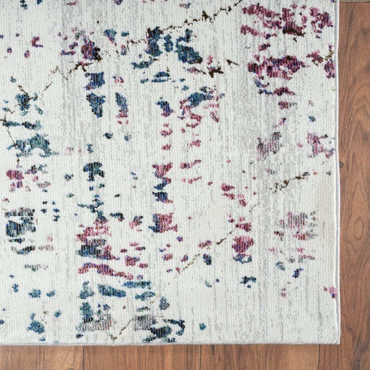 5' X 8' White Abstract Marble Area Rug - Homeroots - Flyclothing LLC