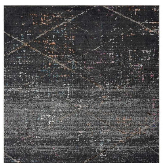 5' X 8' Distressed Black Abstract Area Rug - Homeroots - Flyclothing LLC