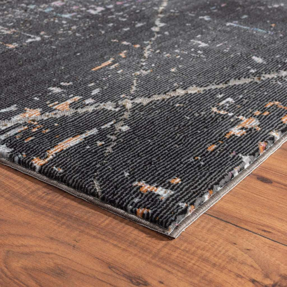 5' X 8' Distressed Black Abstract Area Rug - Homeroots - Flyclothing LLC