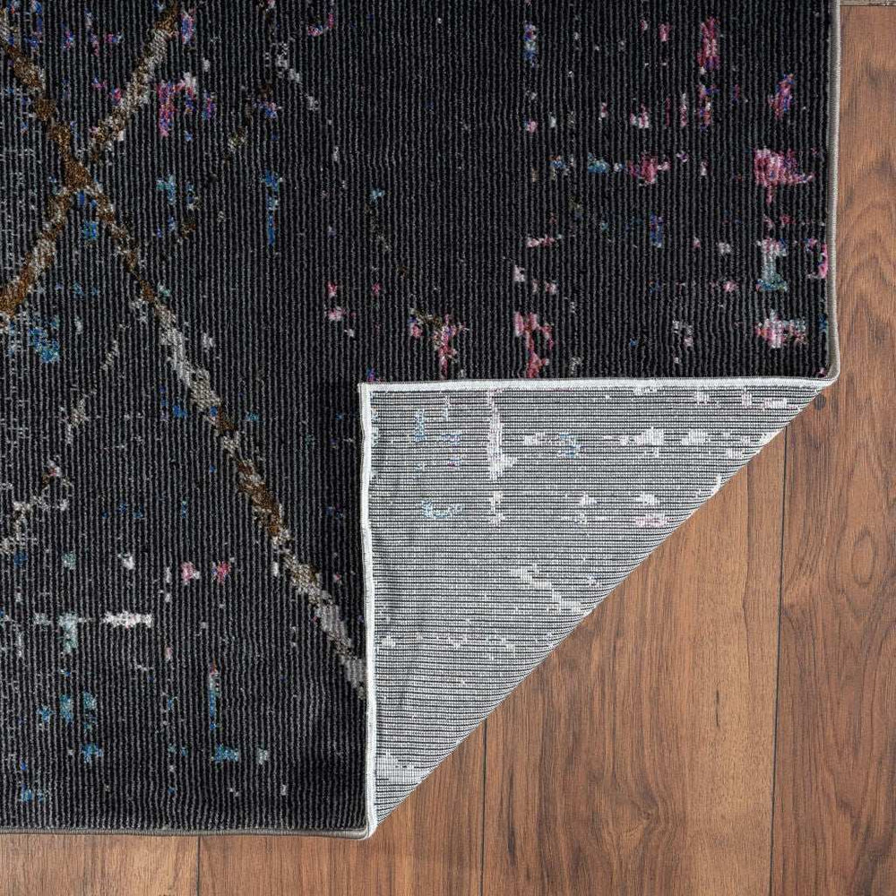 5' X 8' Distressed Black Abstract Area Rug - Homeroots - Flyclothing LLC