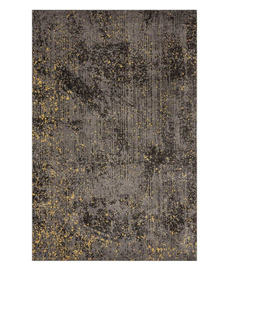 5' X 8' Gray and Yellow Abstract Sprinkle Area Rug - Homeroots - Flyclothing LLC