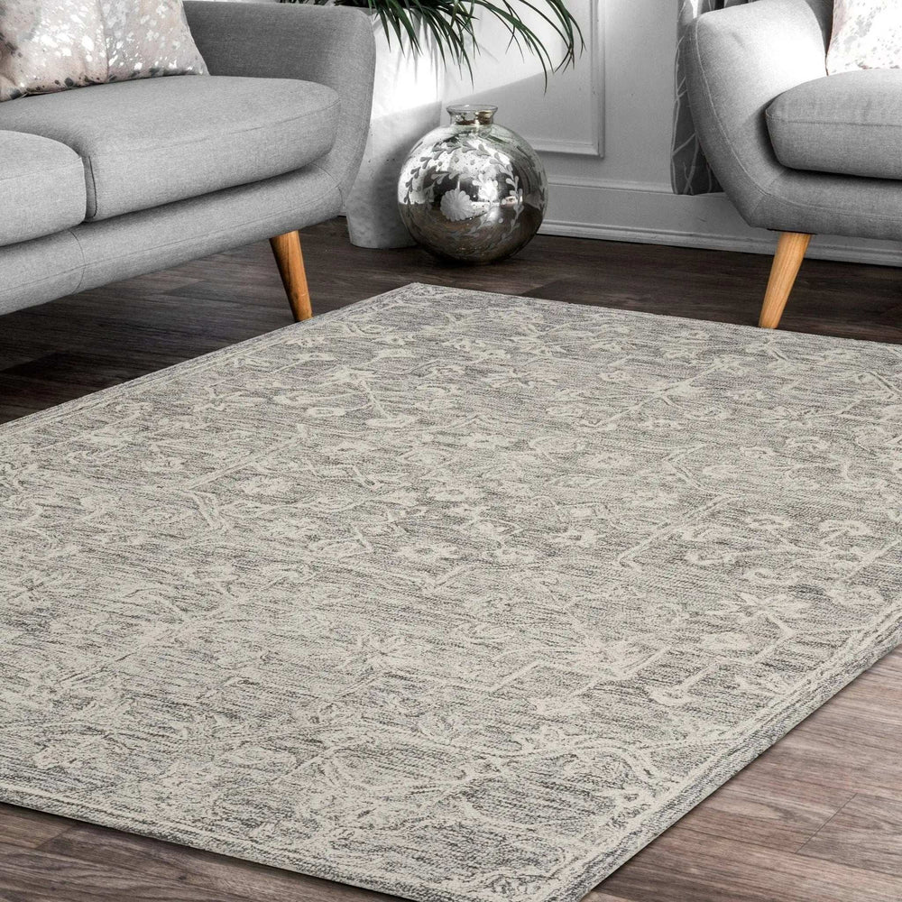 3' x 5' Gray Floral Finesse Area Rug - Homeroots - Flyclothing LLC