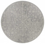 8’ Round Gray Floral Finesse Area Rug - Homeroots - Flyclothing LLC