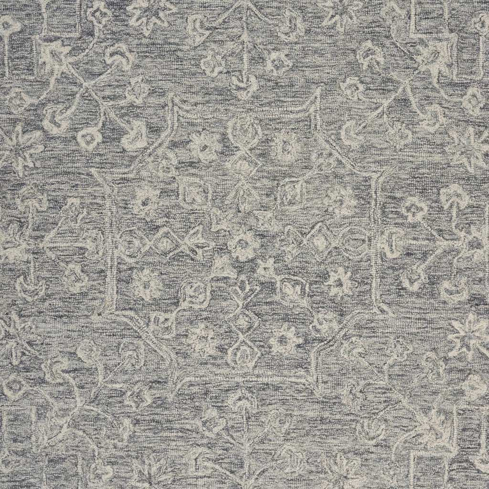 8’ Round Gray Floral Finesse Area Rug - Homeroots - Flyclothing LLC
