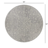 8’ Round Gray Floral Finesse Area Rug - Homeroots - Flyclothing LLC