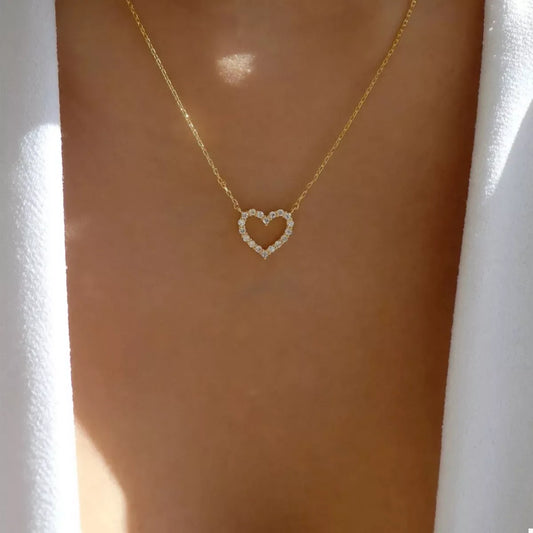 18K Gold-Plated Heart Necklace - Trendsi - Flyclothing LLC