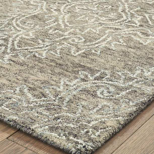 9' X 12' Khaki and White Damask Area Rug - Homeroots - Flyclothing LLC