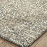 9' X 12' Khaki and White Damask Area Rug - Homeroots - Flyclothing LLC