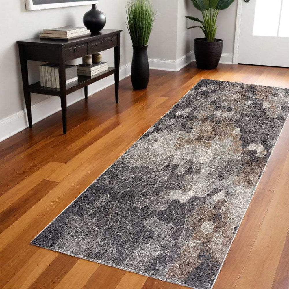 2' X 8' Beige Cobblestone Pattern Runner Rug - Homeroots - Flyclothing LLC