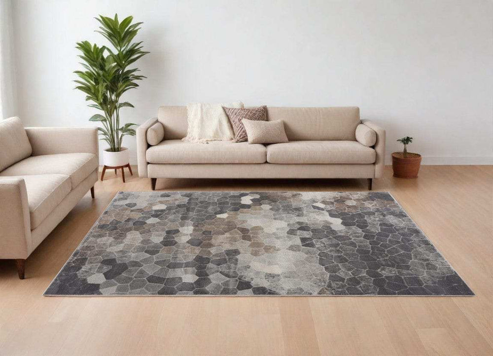 8' X 11' Beige Cobblestone Pattern Area Rug - Homeroots - Flyclothing LLC