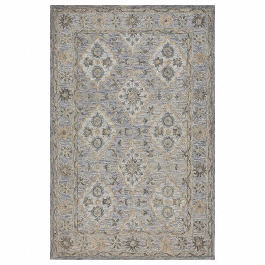 5' X 8' Blue and Tan Traditional Area Rug - Homeroots - Flyclothing LLC