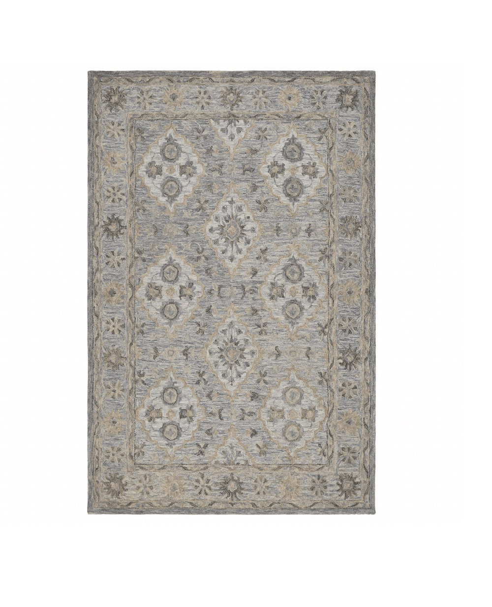 5' X 8' Blue and Tan Traditional Area Rug - Homeroots - Flyclothing LLC