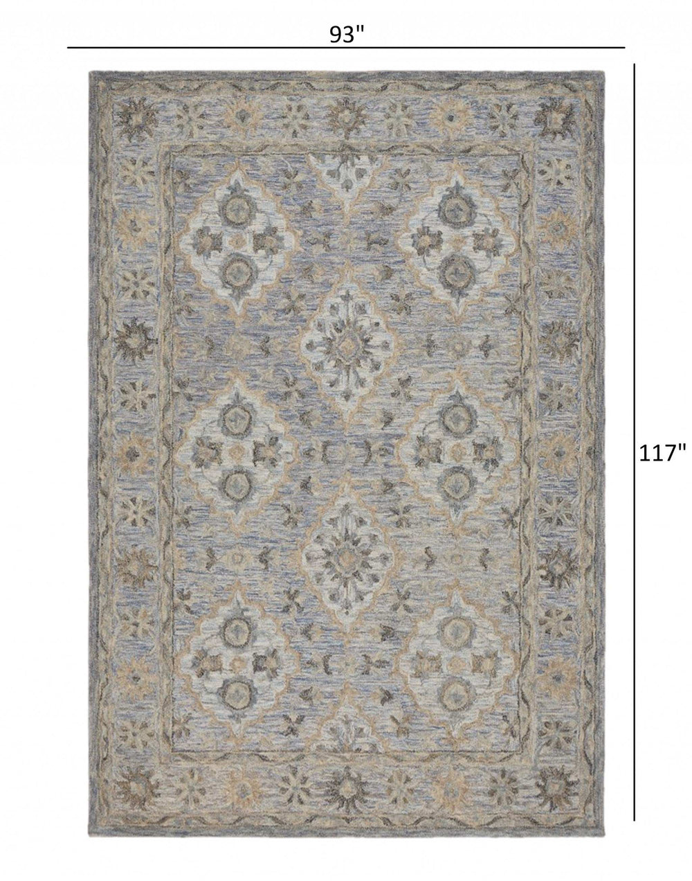 8' X 10' Blue and Tan Traditional Area Rug - Homeroots - Flyclothing LLC