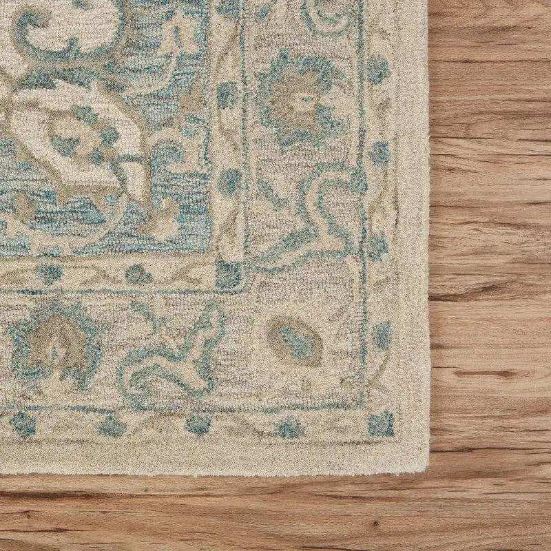 5' X 8' Turquoise and Cream Medallion Area Rug - Homeroots - Flyclothing LLC