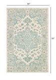 5' X 8' Turquoise and Cream Medallion Area Rug - Homeroots - Flyclothing LLC