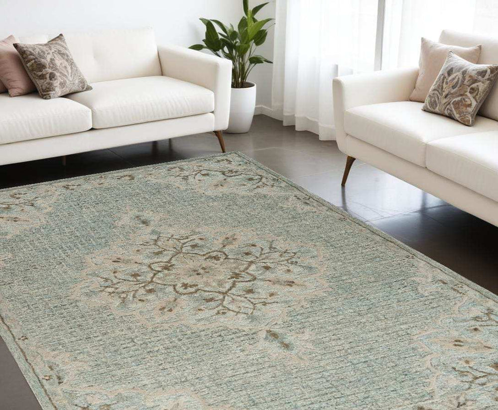 9' X 12' Blue Wool Hand Tufted Area Rug - Homeroots - Flyclothing LLC