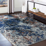5' X 8' Blue and White Abstract Ocean Area Rug - Homeroots - Flyclothing LLC