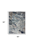 5' X 8' Navy and Gray Abstract Ice Area Rug - Homeroots - Flyclothing LLC